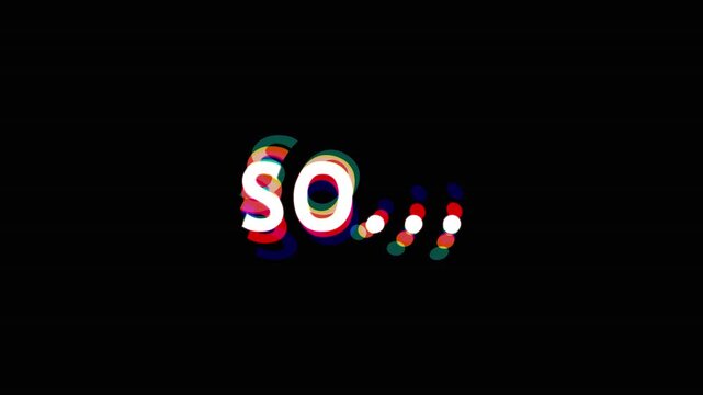 Abrupt glitching text message with chromatic aberrations effect over a pitch black background.