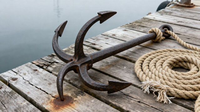Rope splice joining honey and navy nautical ropes on teak deck