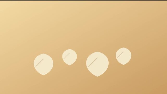 Four cream leaf shaped petals on a warm golden gradient background, minimalist flat nature animation
