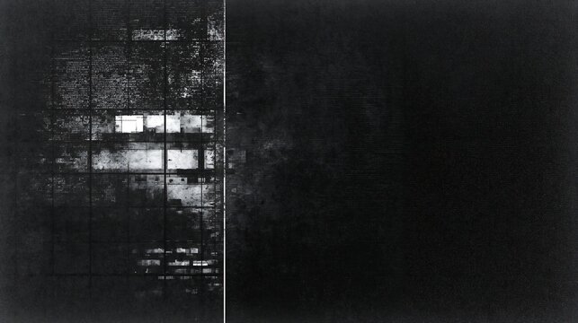 Abstract glitch art with vertical line divider and dark pixelated texture
