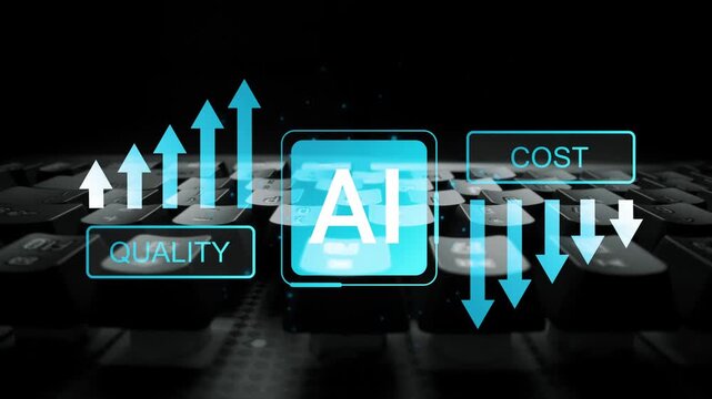 Digital Concept Representing Artificial Intelligence Impact on Business Metrics Including Quality, Cost, and Performance in Modern Tech Environment Gluon.