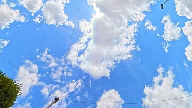 Time Lapse Footage of Sky and Dramatic Clouds over England During Car Drive. Car Roof Mounted Footage with Straight Up Position
