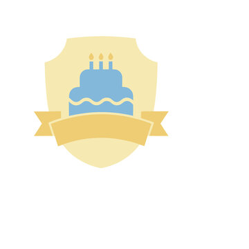 Birthday cake with candles and ribbon icon