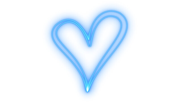Glowing neon hand drawn heart shape icon isolated on transparent background. Love symbol. Romance. Valentines day decoration. Wedding sign. Scribble