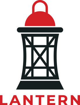 Lantern icon design with bold text label, a simplified graphic illustration of a classic