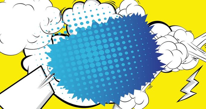 Cartoon background animation, comic book backdrop video. Retro comics pop art design.