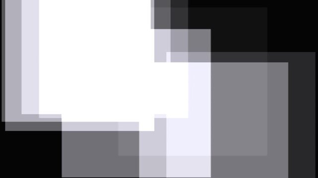 Abstract motion graphic animation with shifting transparent rectangles moving across dark background.