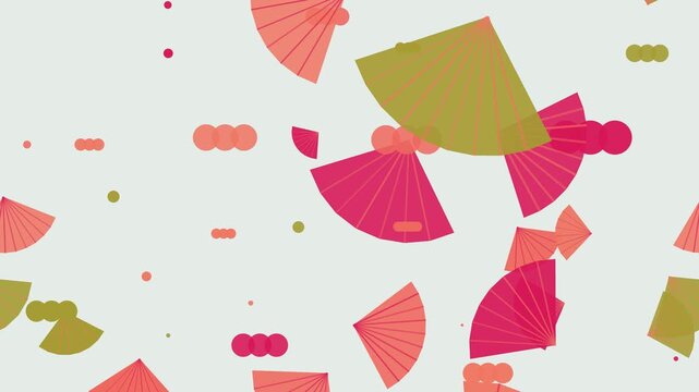 Seamless loop vibrant multicolor oriental fan motion background