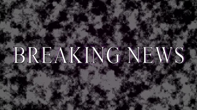 Breaking news text overlay on dynamic dark smoke background cinematic television broadcast graphic clip.