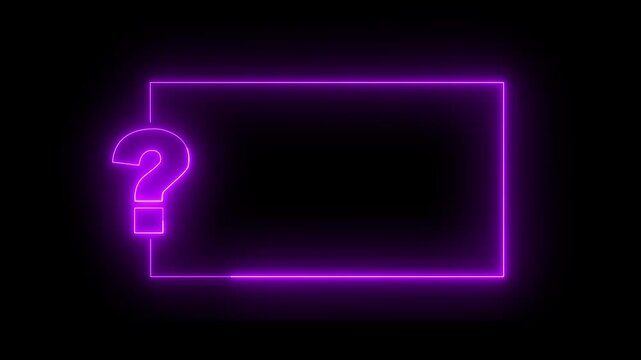 Pink color Question mark neon sign light on black background. Quiz trivia game competition. blue neon question mark frame for quizzes and FAQs. 