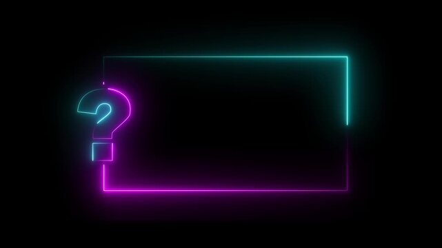 Navy Blue and pink color Question mark neon sign light on black background. Quiz trivia game competition. blue neon question mark frame for quizzes and FAQs. 