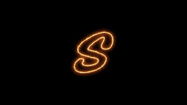 Fiery Neon Orange Alphabet Letter S Writing Motion Graphics Video