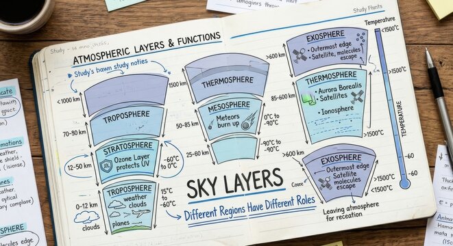 Diagram of Earth's Sky Layers and Their Functions for Education