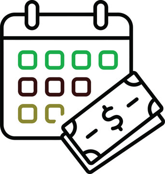 Calendar and dollar currency bill showing financial planning concept with time management