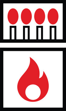 Matches fire symbol as a hazard warning icon with fire safety caution sign accident prev