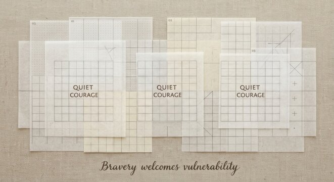 Geometric Transparent Paper Grids with Inspirational Text Overlay