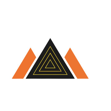 Geometric mountain logo with orange triangles