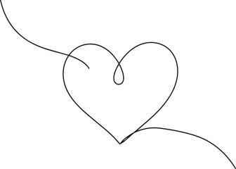 Fototapeta premium Continuous single line drawing of a simple heart shape