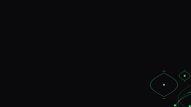 Abstract geometric line animation with green floating dots on black background for motion graphic.
