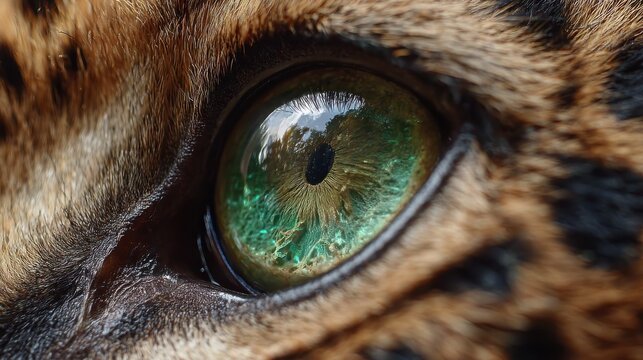 Close-up of Exquisite Green Cat Eye with Intricate Detail and Texture