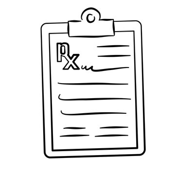 medical prescription clipboard doctor rx patient chart line art icon