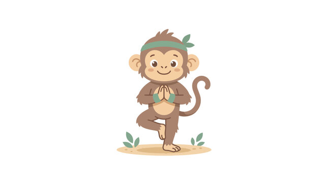 Cute Monkey Yoga Character Illustration