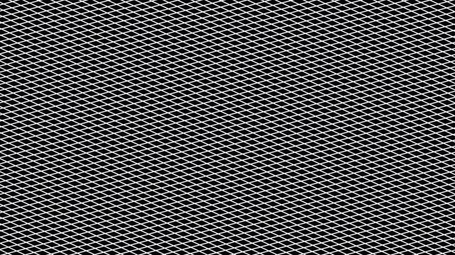 Abstract optical illusion background with black and white wavy grid lines shifting in motion.