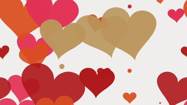Red floating hearts motion background seamless loop animation