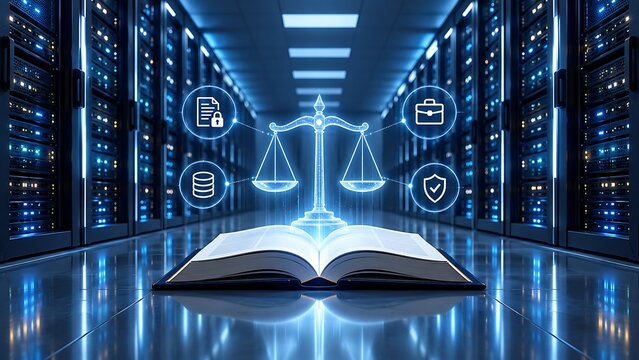 Digital Law And Cyber Security Governance Concept In Data Center Server Room