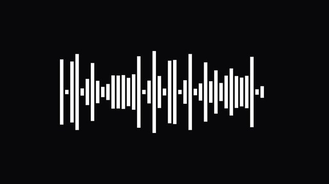 Abstract sound wave visualization bars oscillating rhythmically on black background digital motion.