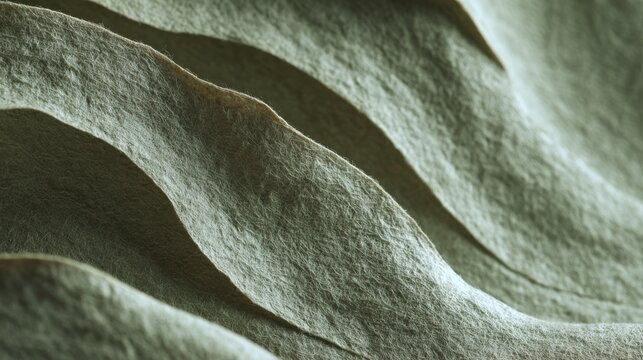 Subtle and refined color exploration of sage green paint application on textured cardboard, soft grey complementary tones, delicate natural lighting revealing paper's organic structure, clean minimal