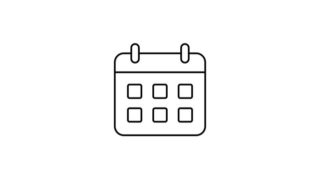 Animated Calendar App Line Icon Motion Graphic
