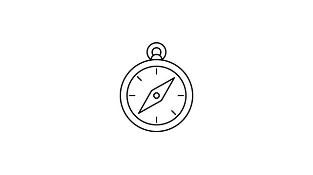 Animated Compass Line Icon Motion Graphic
