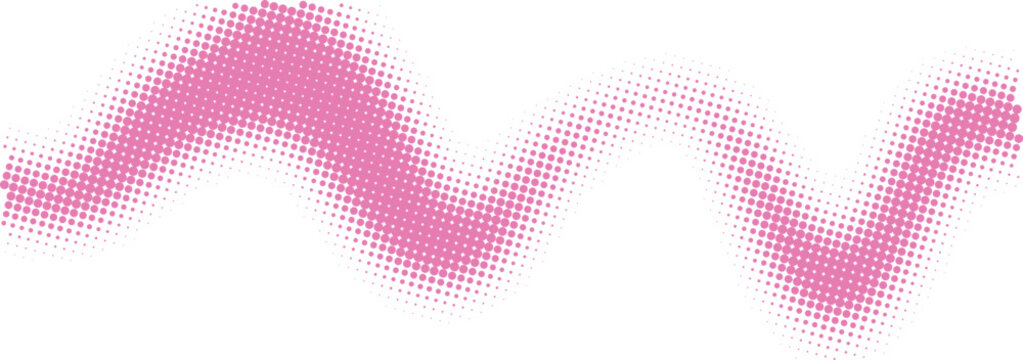 A soft pink hand drawn wavy line shape with a textured brush stroke effect isolated on transparent background, Vector
