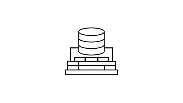 Animated Data Warehouse Line Icon Motion Graphic
