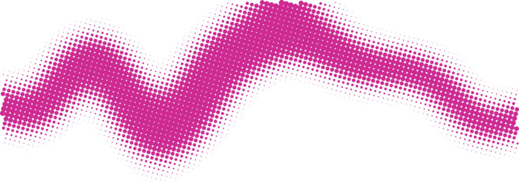A bright pink wavy line hand drawn brush stroke shape isolated on transparent background, Vector