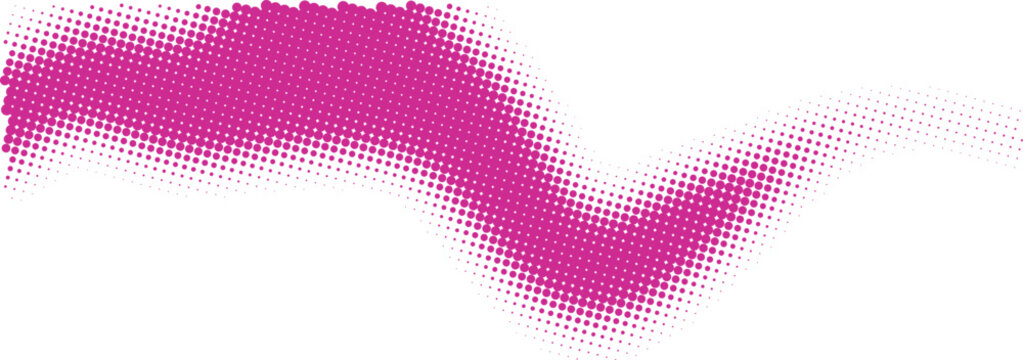 Pink brush stroke texture with halftone dot pattern effect isolated on transparent background, Vector