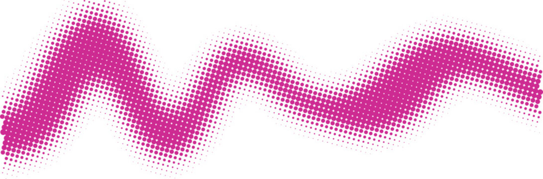 A bright vibrant pink wavy line drawn as a hand painted brush stroke element isolated on transparent background, Vector