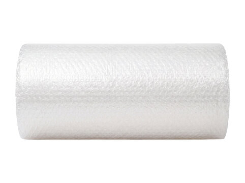 A roll of white bubble wrap packaging material is isolated on transparent background bubblewrap bubble-wrap