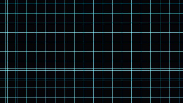 Neon blue grid lines moving across dark screen digital graphic background for motion design project.