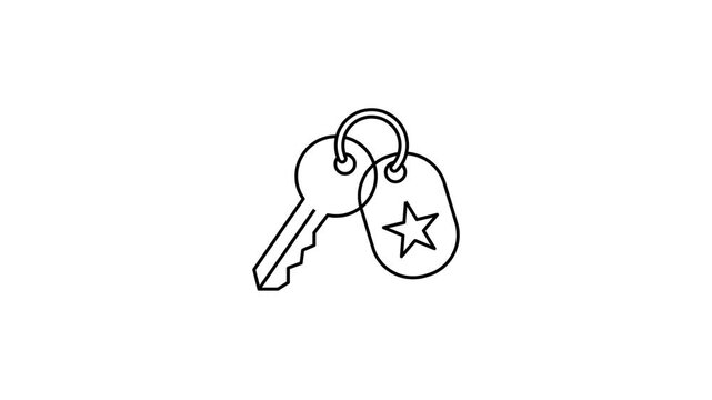 Animated Hotel Key Line Icon Motion Graphic