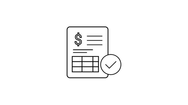 Animated Invoice Approval Line Icon Motion Graphic