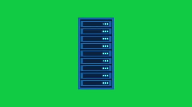 Database Rack Lights Flickering on Green Screen Background, Loop