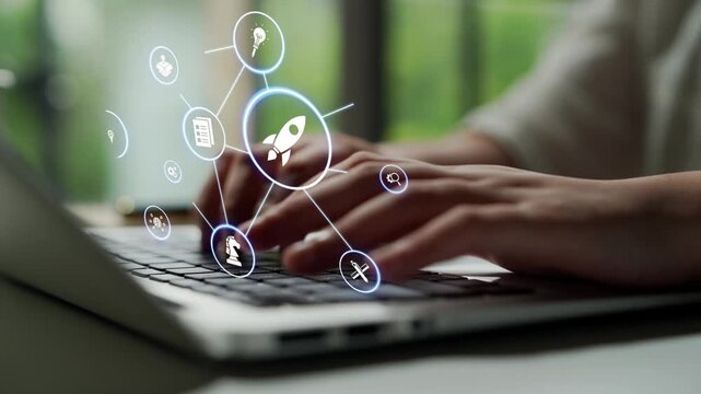Innovation icons show creativity, teamwork, and project development. Innovation helps organizations design solutions, build strategy, and grow with new business opportunities. Funnel