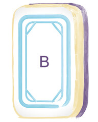 Decorative Mahjong Letter Tile with Blue B Character Watercolor Design © JaJaDesign