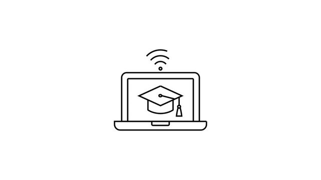 Animated Online Class Line Icon Motion Graphic