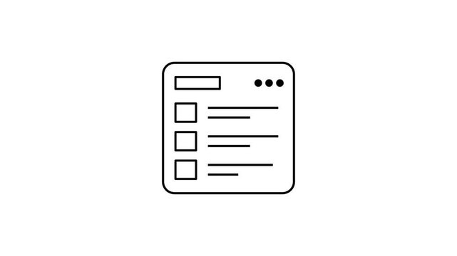 Animated Online Form Line Icon Motion Graphic