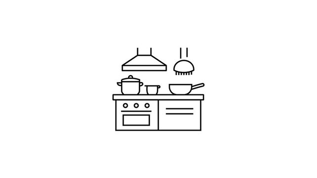 Animated Restaurant Kitchen Line Icon Motion Graphic