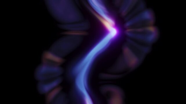 Abstract Flowing Waveform With Ethereal Blue and Purple Neon Light Trails on a Dark Background