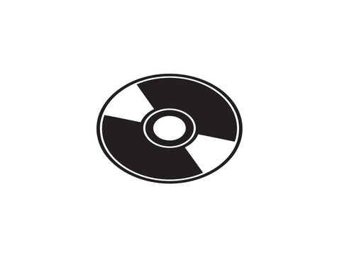 Black and white compact disc icon silhouette isolated on a white background